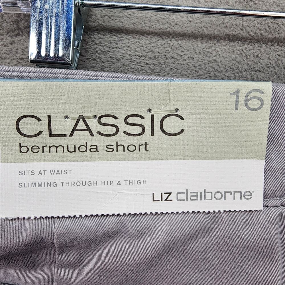 NWT Liz Claiborne Bermuda Shorts Womens 16 Gray Stretch Mid Rise Pockets - Picture 8 of 14
